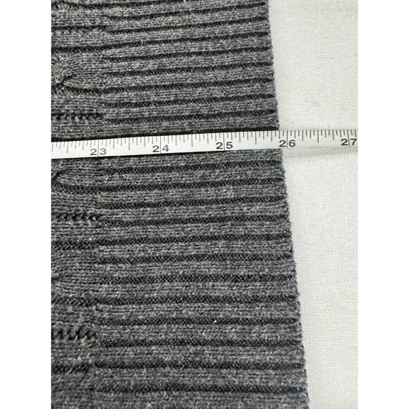 VTG Y2K Arizona Pink Charcoal Striped V-Neck Cable Knit Sweater XL 90s Cozy Knit - Picture 9 of 9